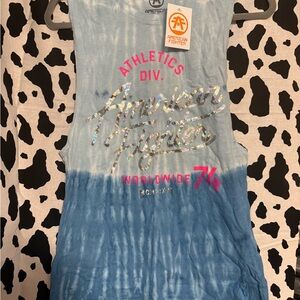 American Fighter Blue and Pink Muscle Tee